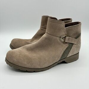 Teva Segundo Ankle Boots Women 9 Taupe Suede Side Zip Buckle